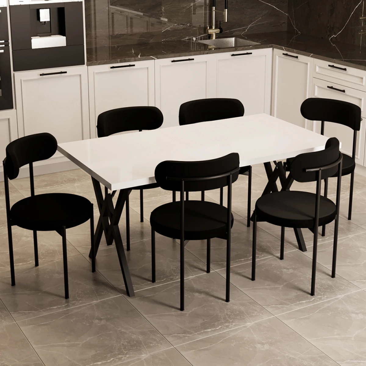 111-1200x1200 Тренд 6-Члено Комплет за Маса / Бела - Image 1