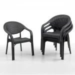 Bamboo 4-ка Rattan Столчиња / Црна
