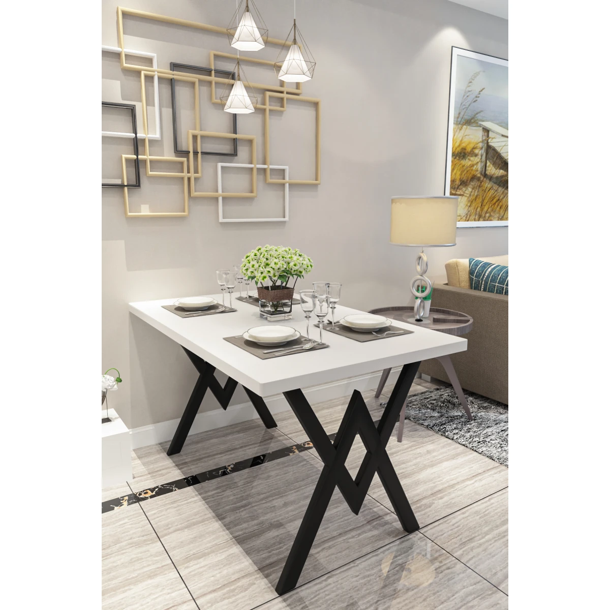 evdemo-parla-mutfak-yemek-masasi-beyaz-1055-1200x1200 Evdemo Parla Трпезариска Маса / Бела - Image 1