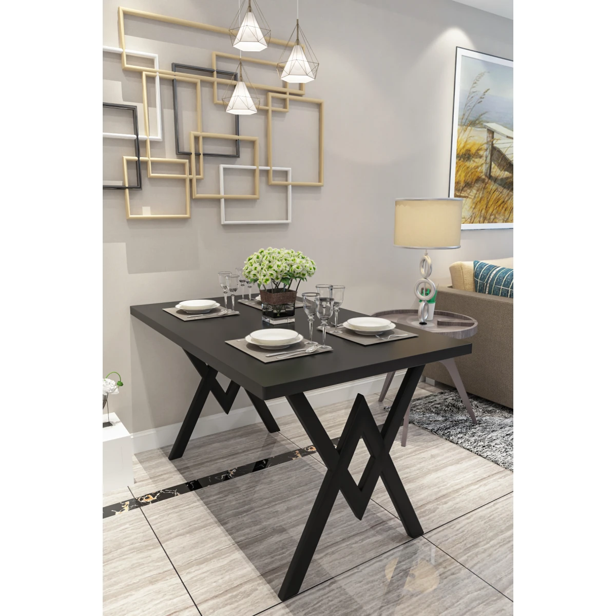 evdemo-parla-mutfak-yemek-masasi-siyah-1057-1200x1200 Evdemo Parla Трпезариска Маса / Црна - Image 1