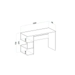 Leo Работна Маса со Полица за Книги / Бела - Image 5