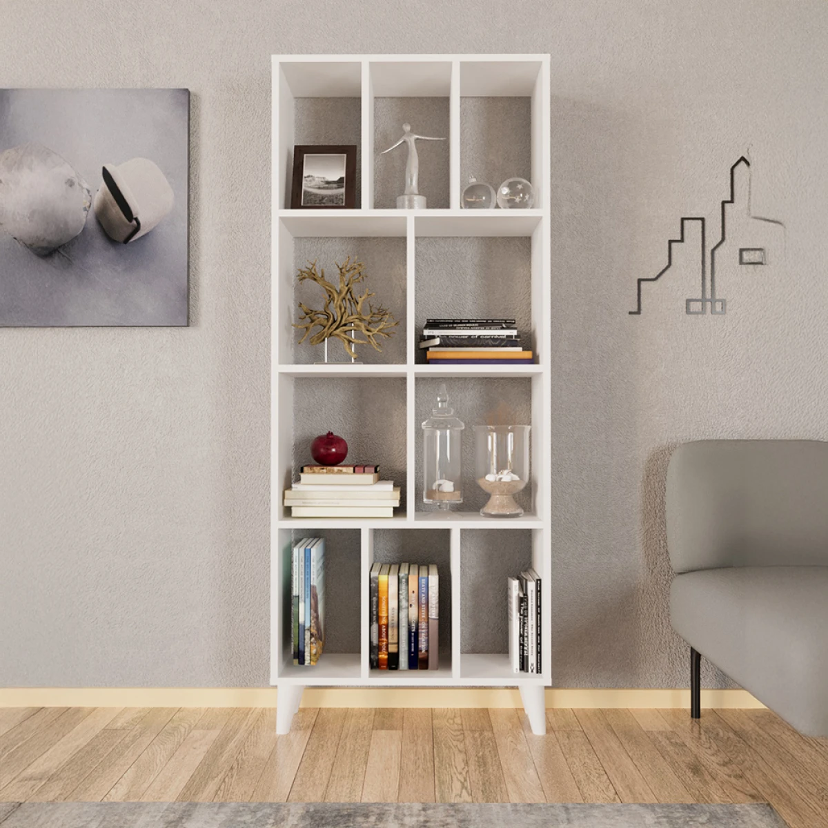 petek_0003_uretken-dolgu-2-1200x1200 Пчелна Декоративна Библиотека / Бела - Image 1