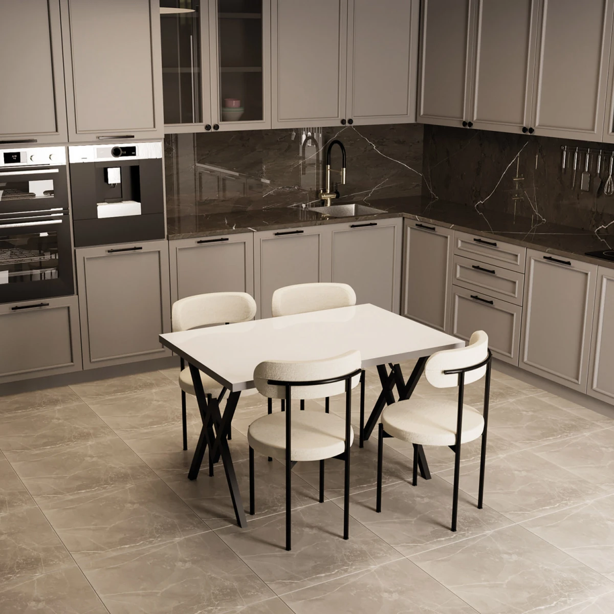 trendbeyazkremsiyah-1200x1200 Тренд Комплет Маса за 4 Лица / Бела - Image 1